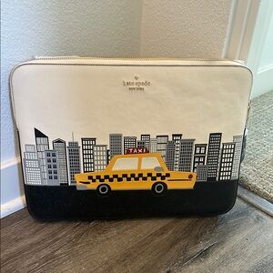 Kate Spade Cream and Black Cityscape Laptop Sleeve
